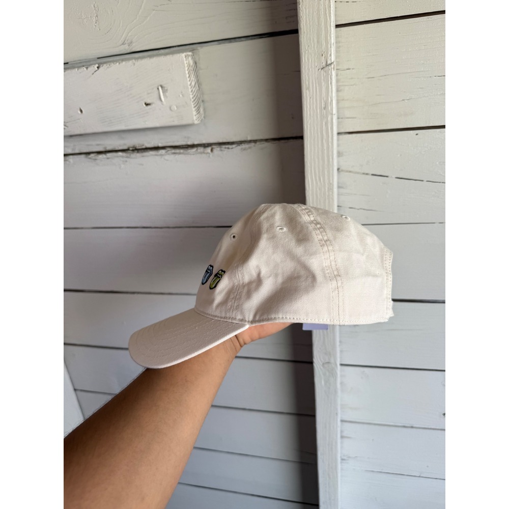American Eagle Rolling Stones Tongue Logo Baseball Cap Hat Cream Off-White NWT